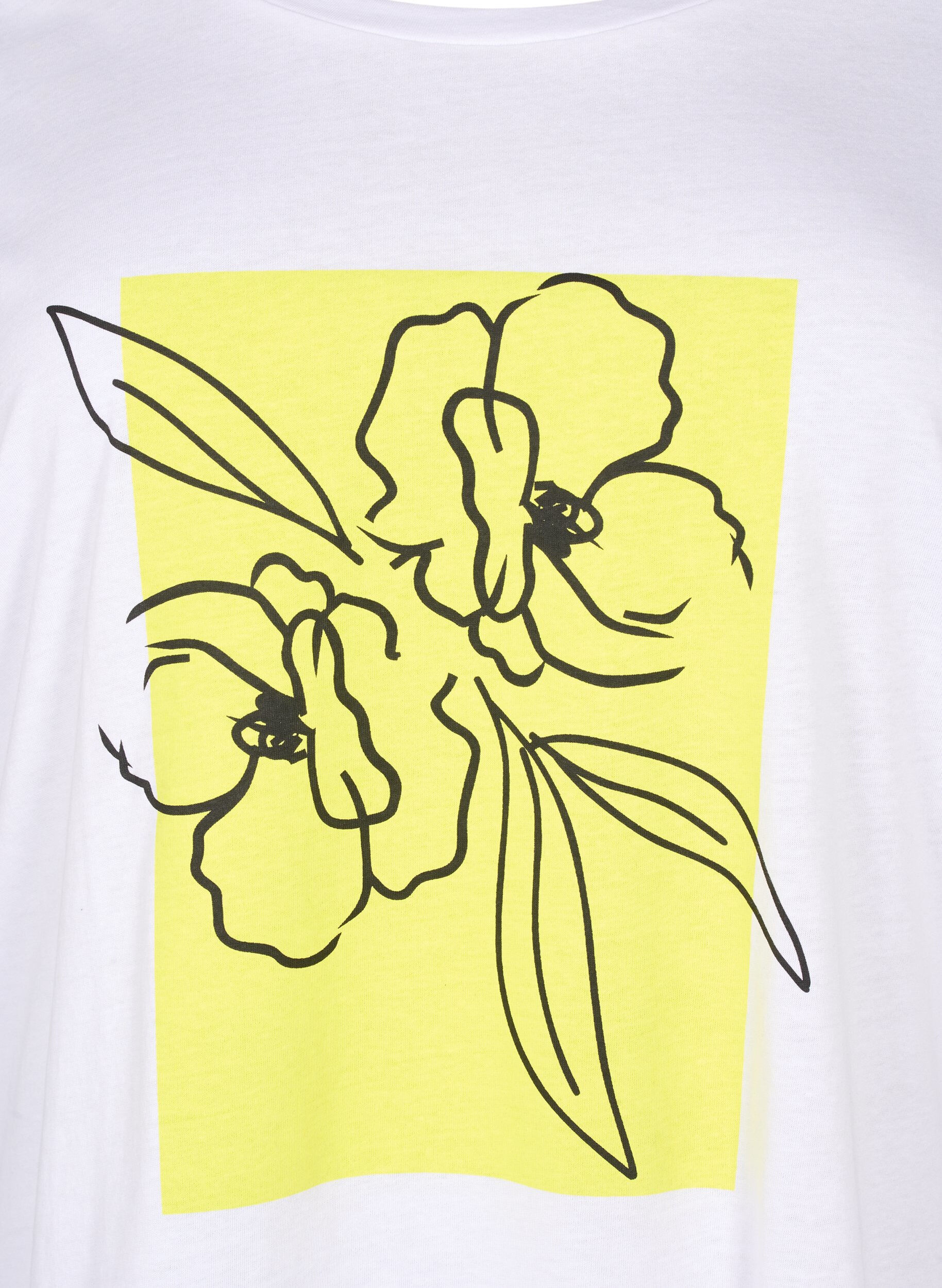 Zizzi T-shirt en coton avec motif, B. White w. Sulphur, Packshot image number 2