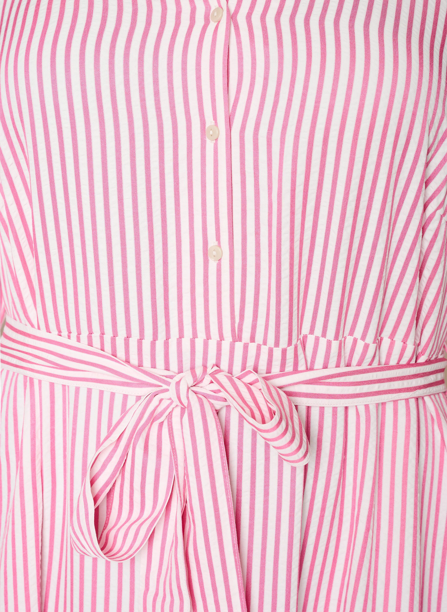 ZizziRobe-chemise longue jusqu&rsquo;aux chevilles avec ceinture &agrave; nouer et rayures, Rose, Packshot image number 2