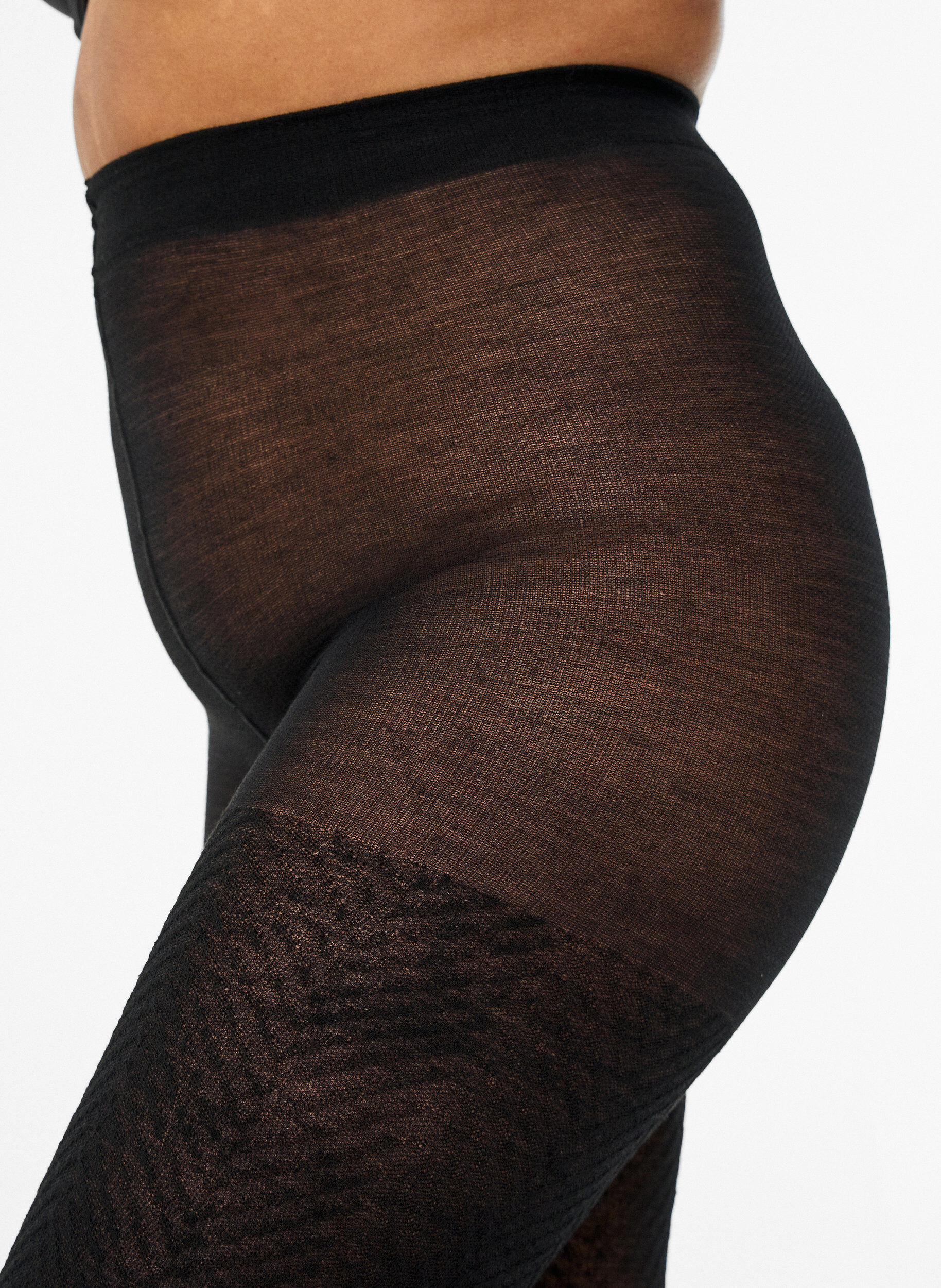 Zizzi Collants textur&eacute;s, Noir, Model image number 1