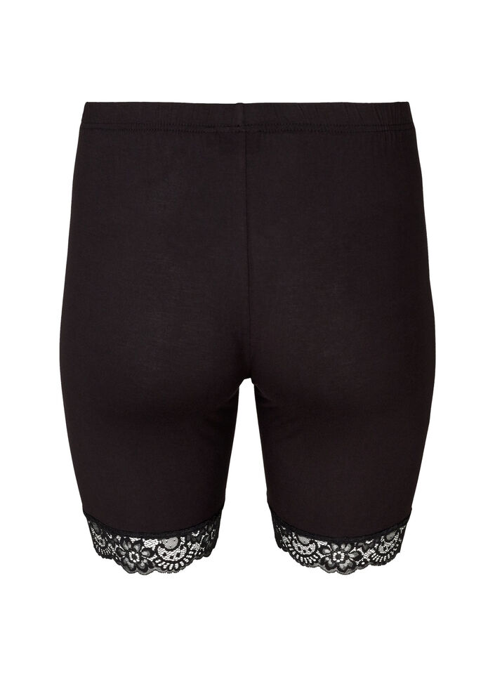 Short de cyclisme avec bordure en dentelle, Noir, Packshot image number 1