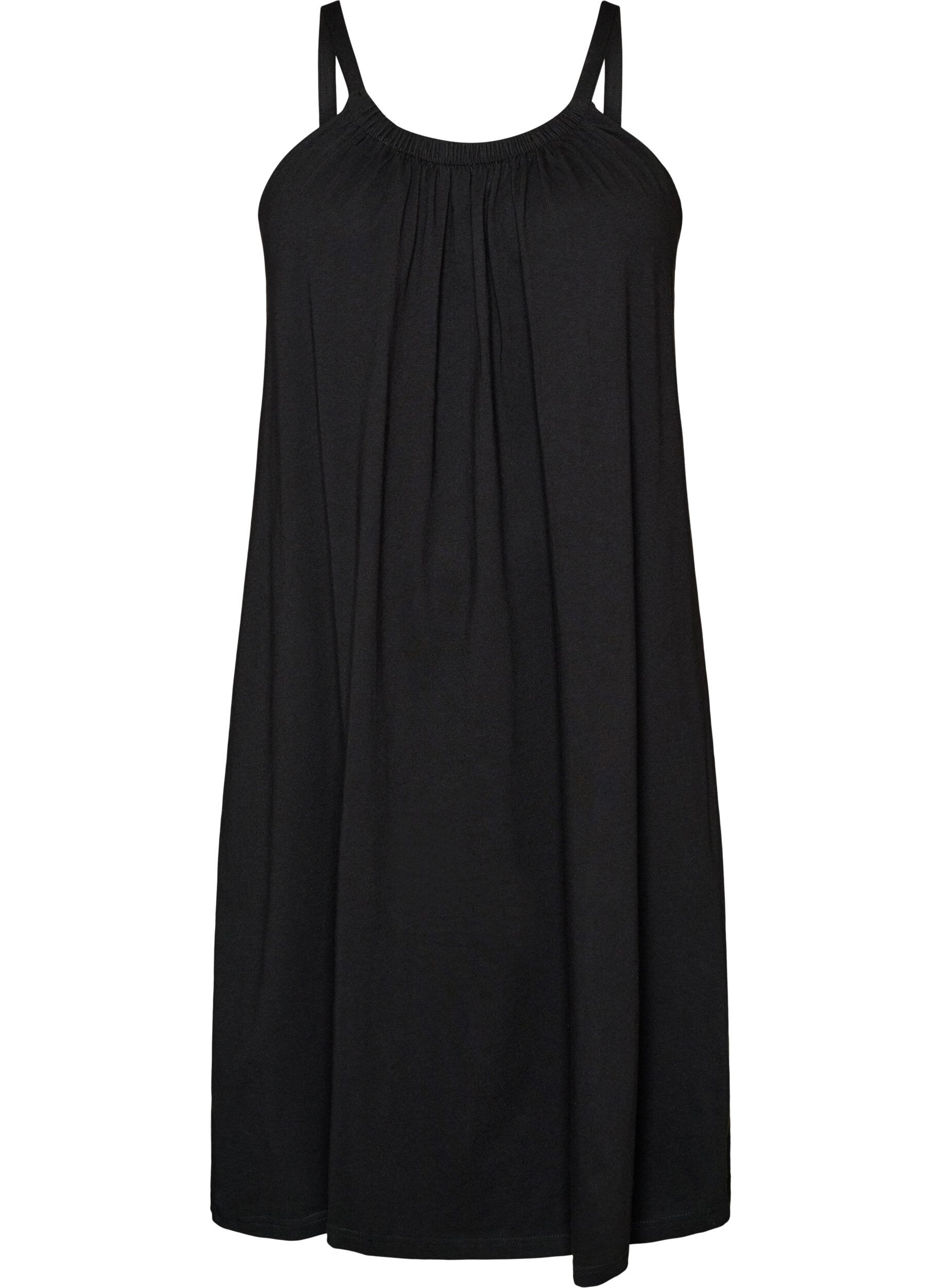 ZizziRobe &agrave; bretelles midi en coton bio, Noir, Packshot image number 0