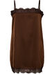 Haut long en satin bord&eacute; de dentelle, Marron, Packshot image number 0