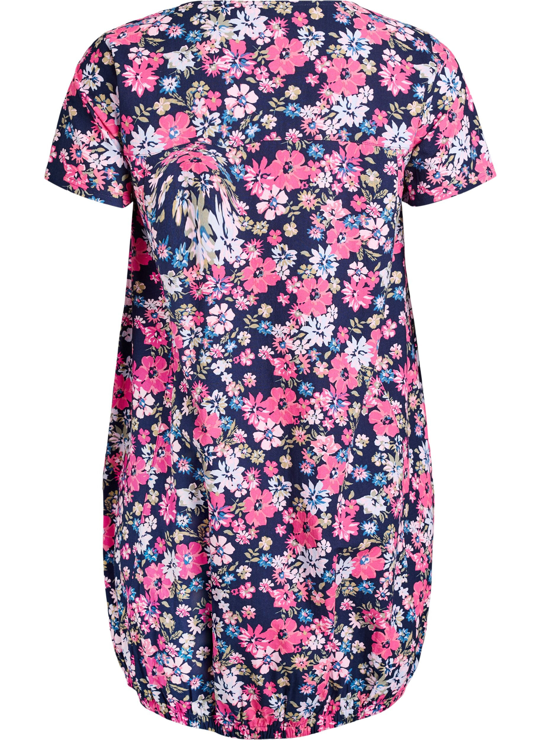 ZizziRobe en coton &agrave; manches courtes avec imprim&eacute;, Bleu, Packshot image number 1