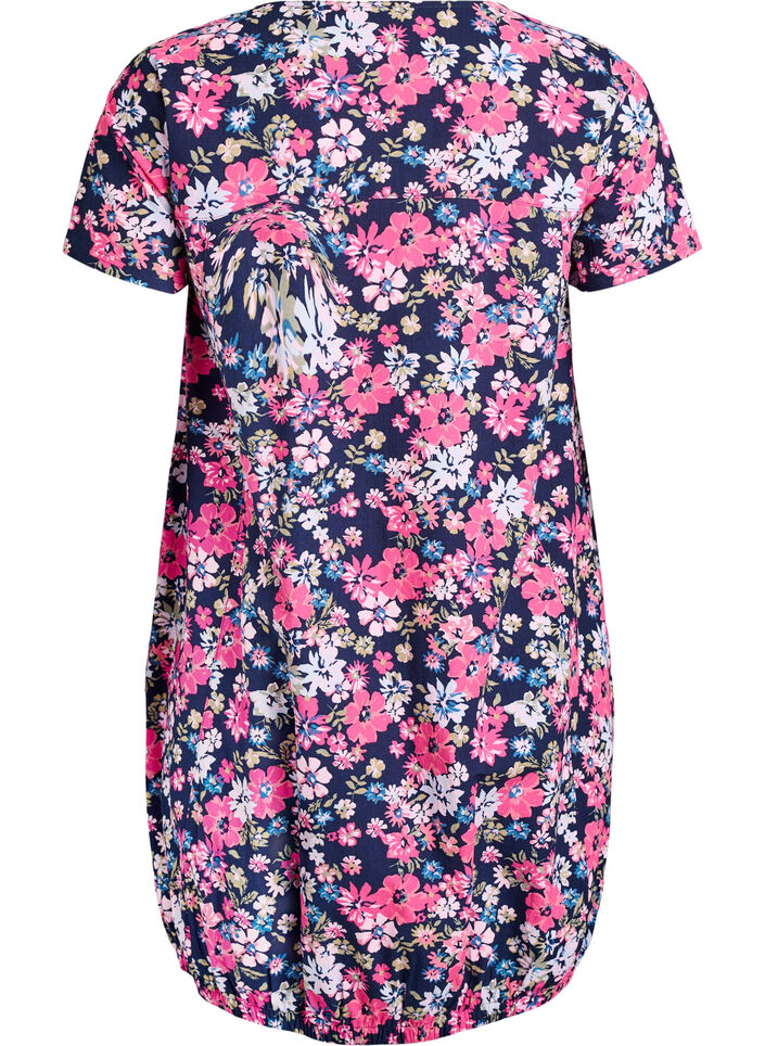 Robe en coton &agrave; manches courtes avec imprim&eacute;, Bleu, Packshot image number 1