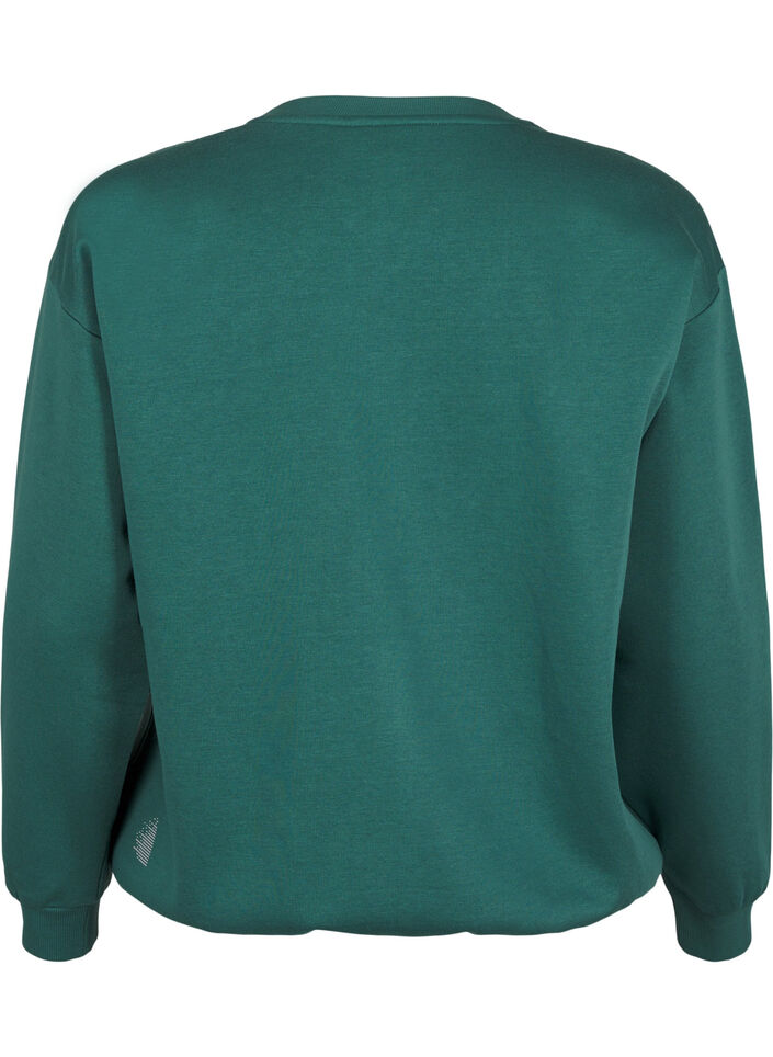 Sweat-shirt avec texte en tissu-éponge, Vert, Packshot image number 1
