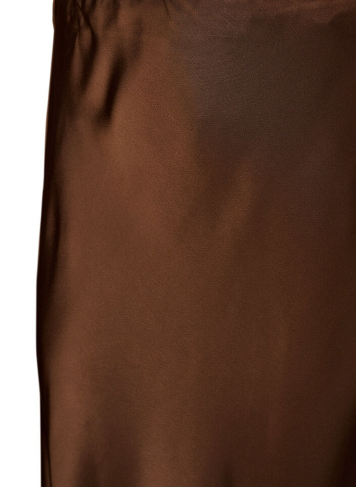 Jupe midi en satin avec bordure en dentelle, Marron, Packshot image number 2
