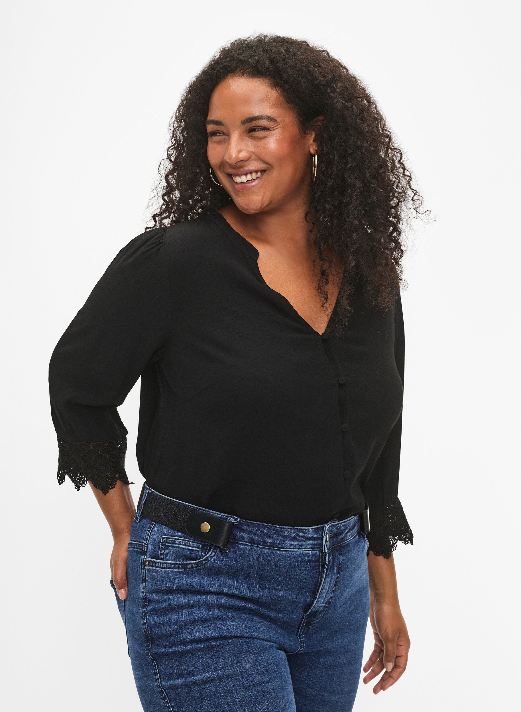 Zizzi Ceinture &eacute;lastique avec lurex, Black, Model image number 0