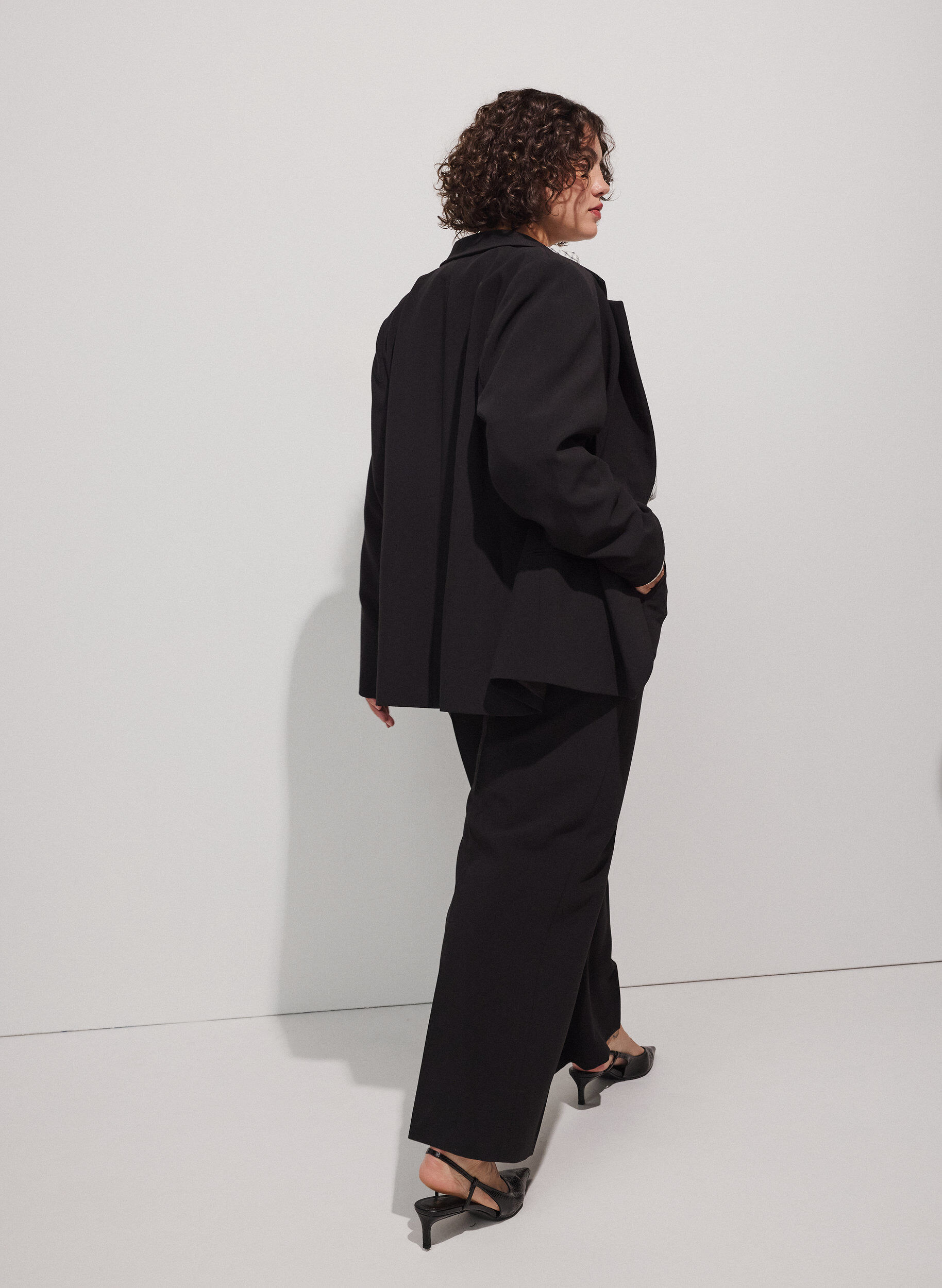 ZizziPantalon tailleur large &agrave; taille haute, Noir, Model image number 1