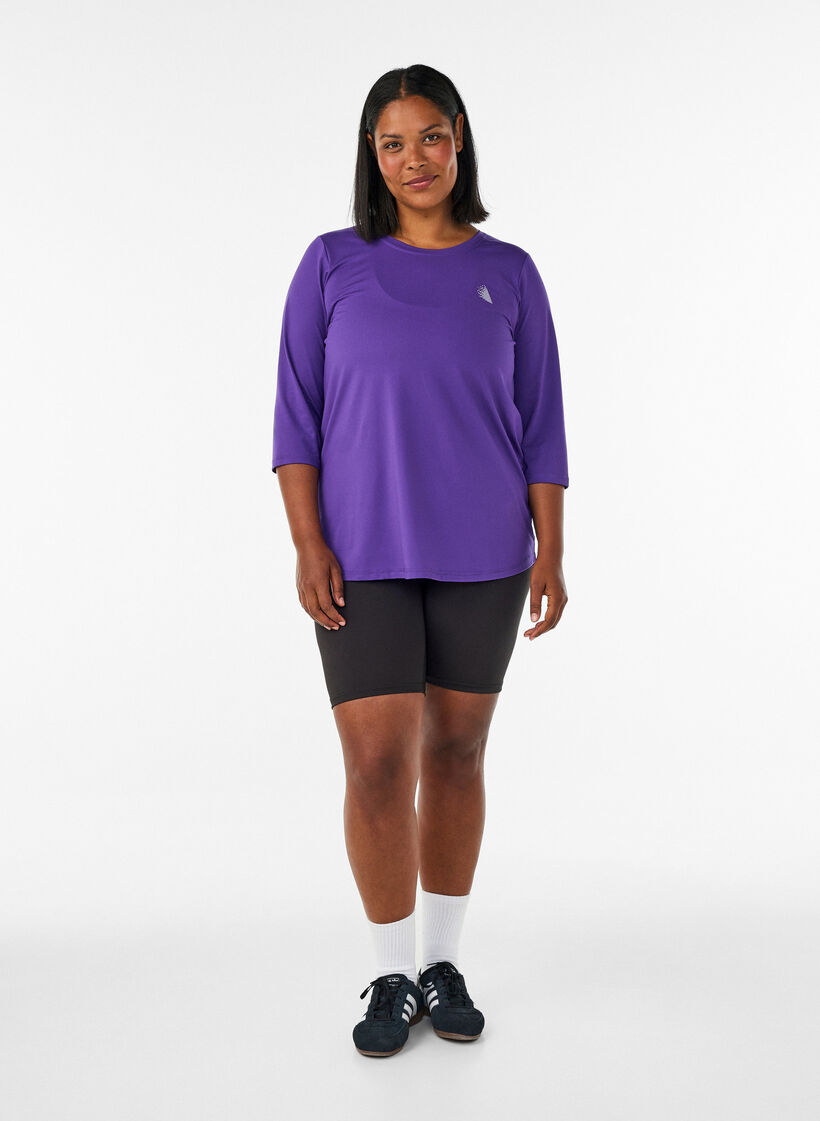 Sports top with 3/4 sleeves, Violet, Model image number 1