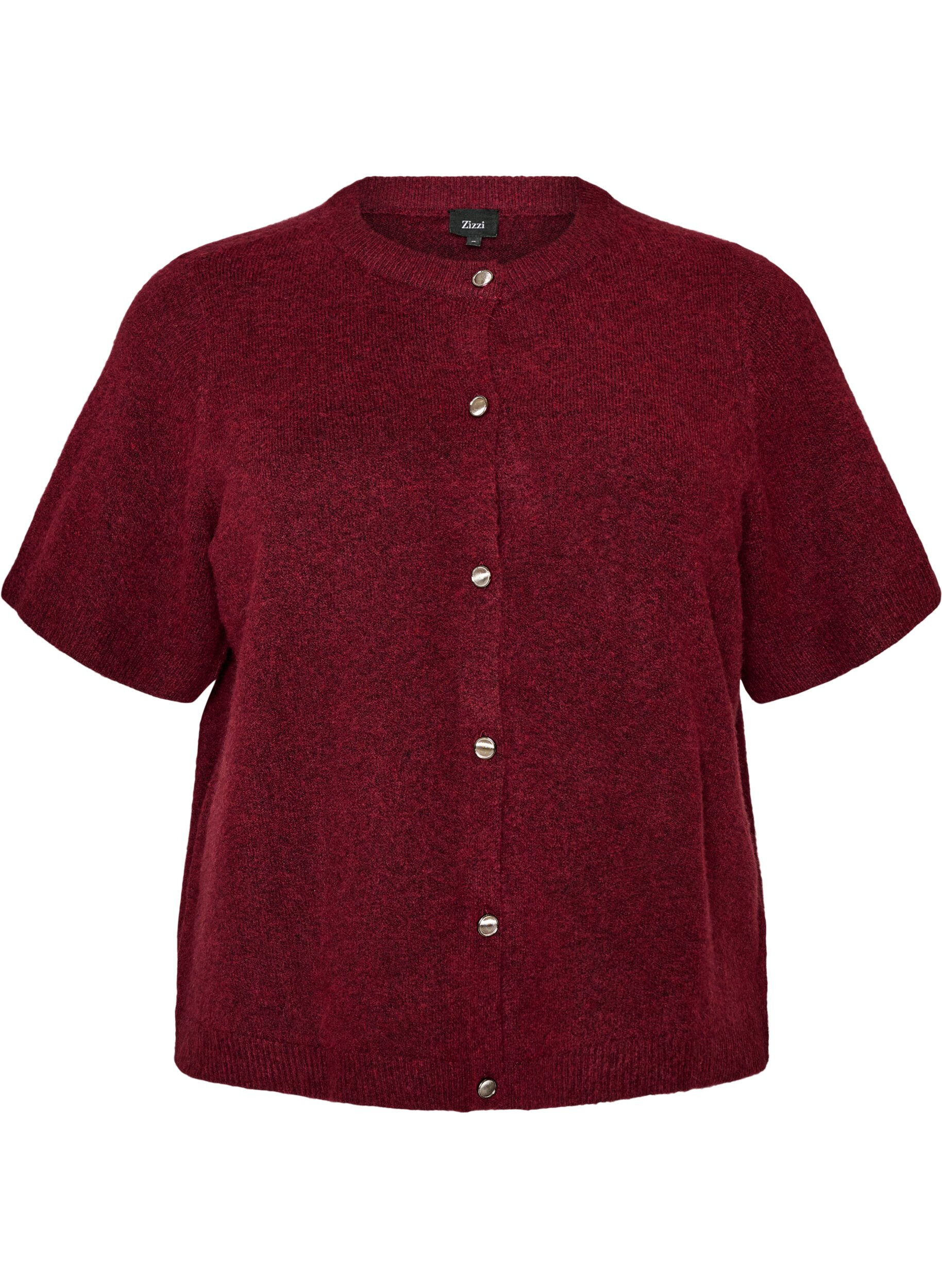 ZizziCardigan en maille avec manches courtes, Bordeaux, Packshot image number 0