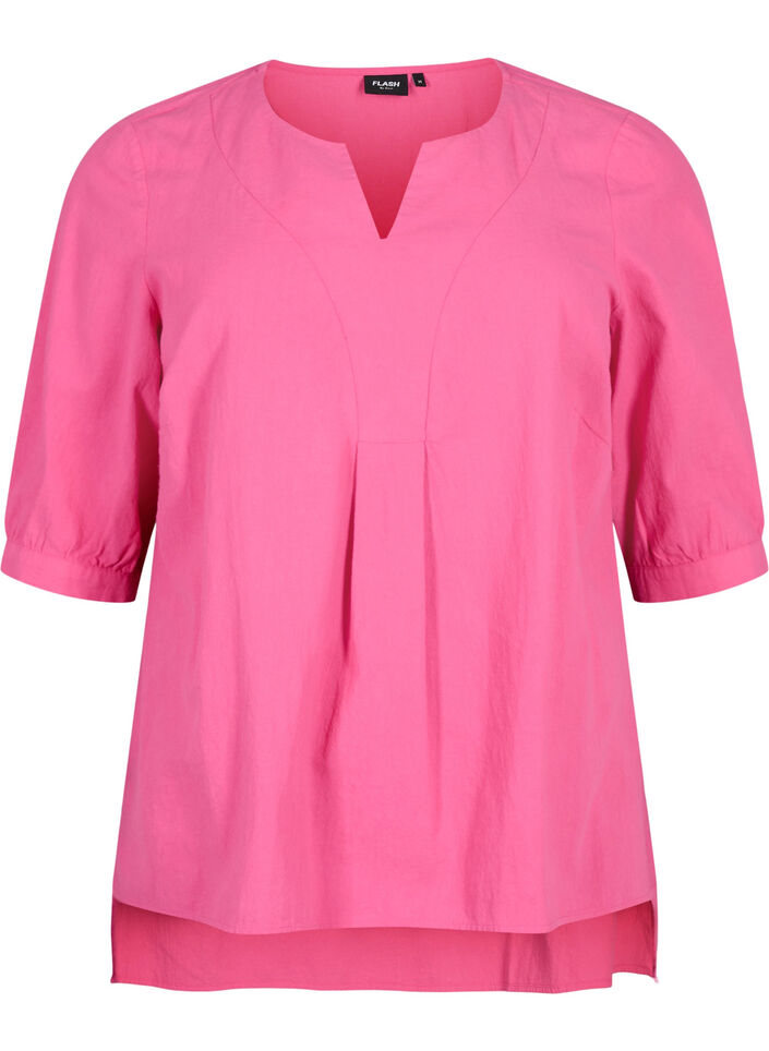 FLASH - Blouse en coton à manches mi-longues, Raspberry Rose, Packshot image number 0
