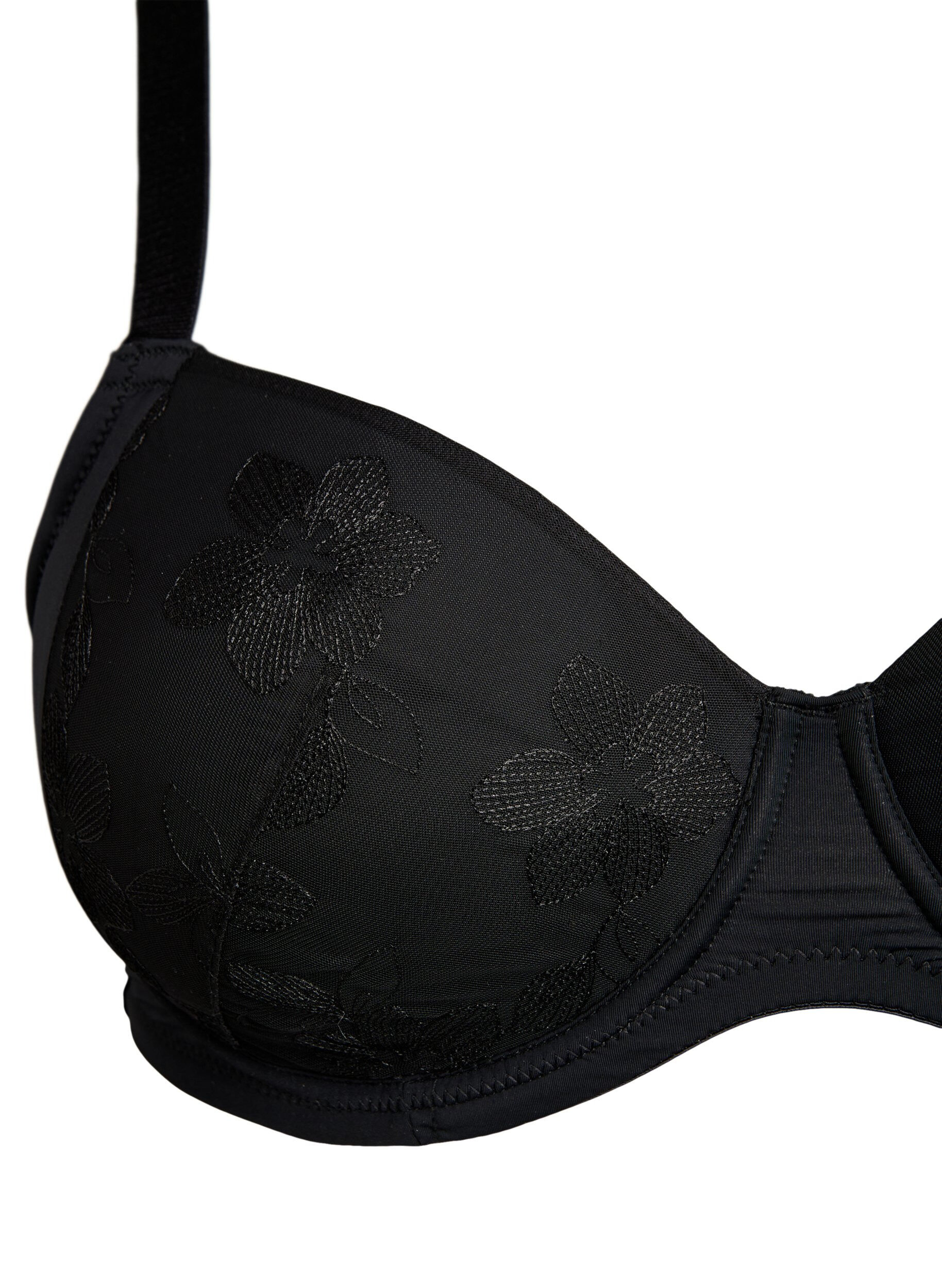 Zizzi Soutien-gorge rembourr&eacute; avec broderie florale, Noir, Packshot image number 2
