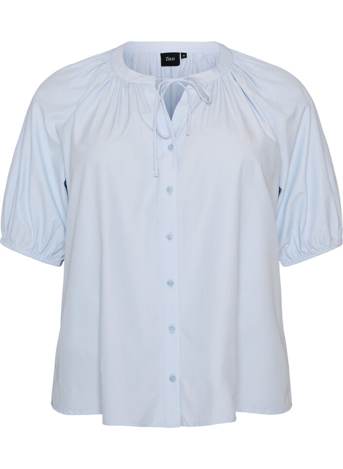 Chemisier avec fermeture boutonn&eacute;e et ceinture &agrave; nouer, Bleu Clair, Packshot image number 0