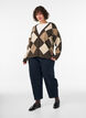 Cardigan argyle avec strass, Marron, Model image number 1