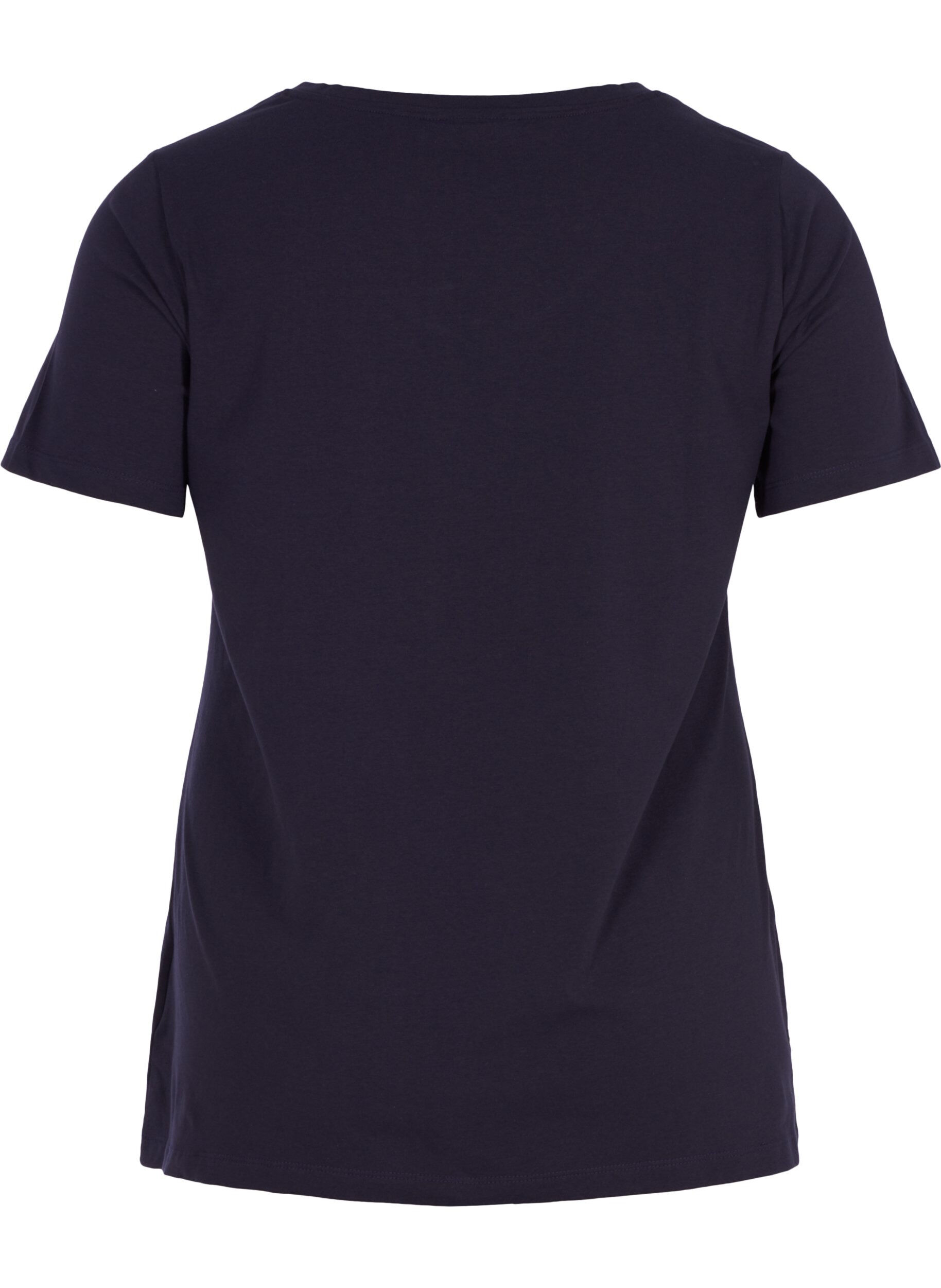 Zizzi T-shirt en coton uni basique, Bleu, Packshot image number 1