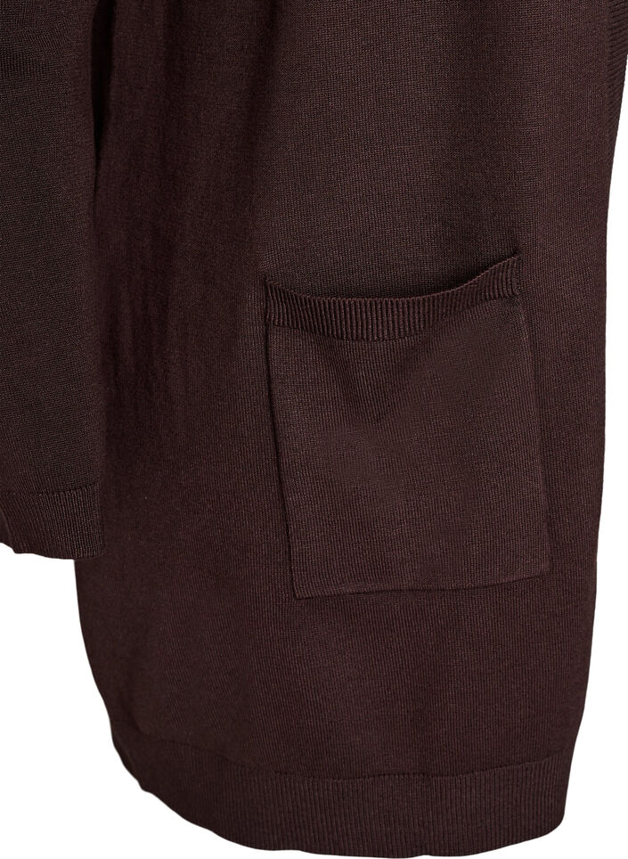 Long cardigan tricot&eacute; en m&eacute;lange de viscose, Marron, Packshot image number 2
