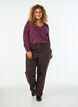 Blouse en jersey avec col en V et manches longues, Bordeaux fonc&eacute;, Model image number 1