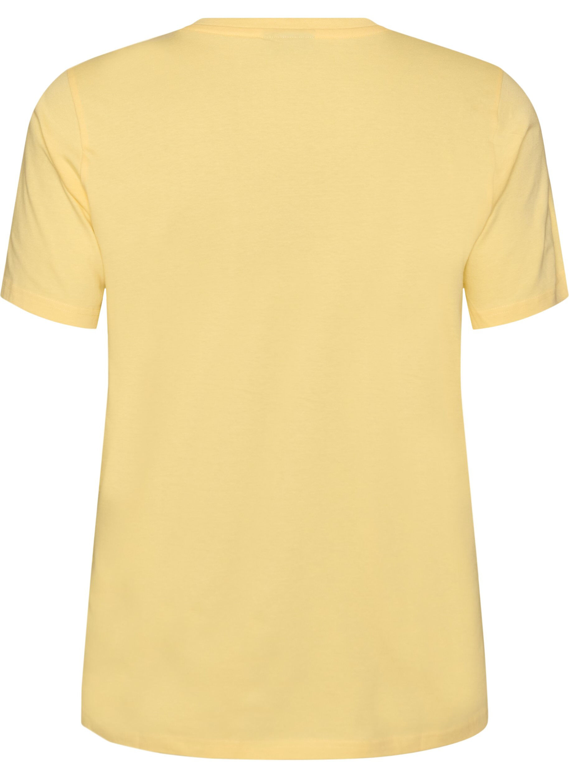 ZizziT-shirt en coton biologique avec broderie ajour&eacute;e, Jaune clair, Packshot image number 1
