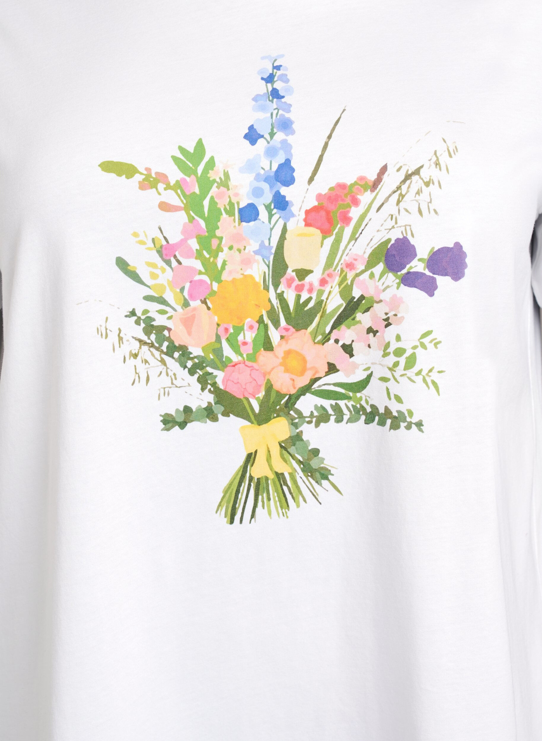 Zizzi T-shirt en coton biologique avec imprim&eacute; floral, B. White w. Flower, Packshot image number 2