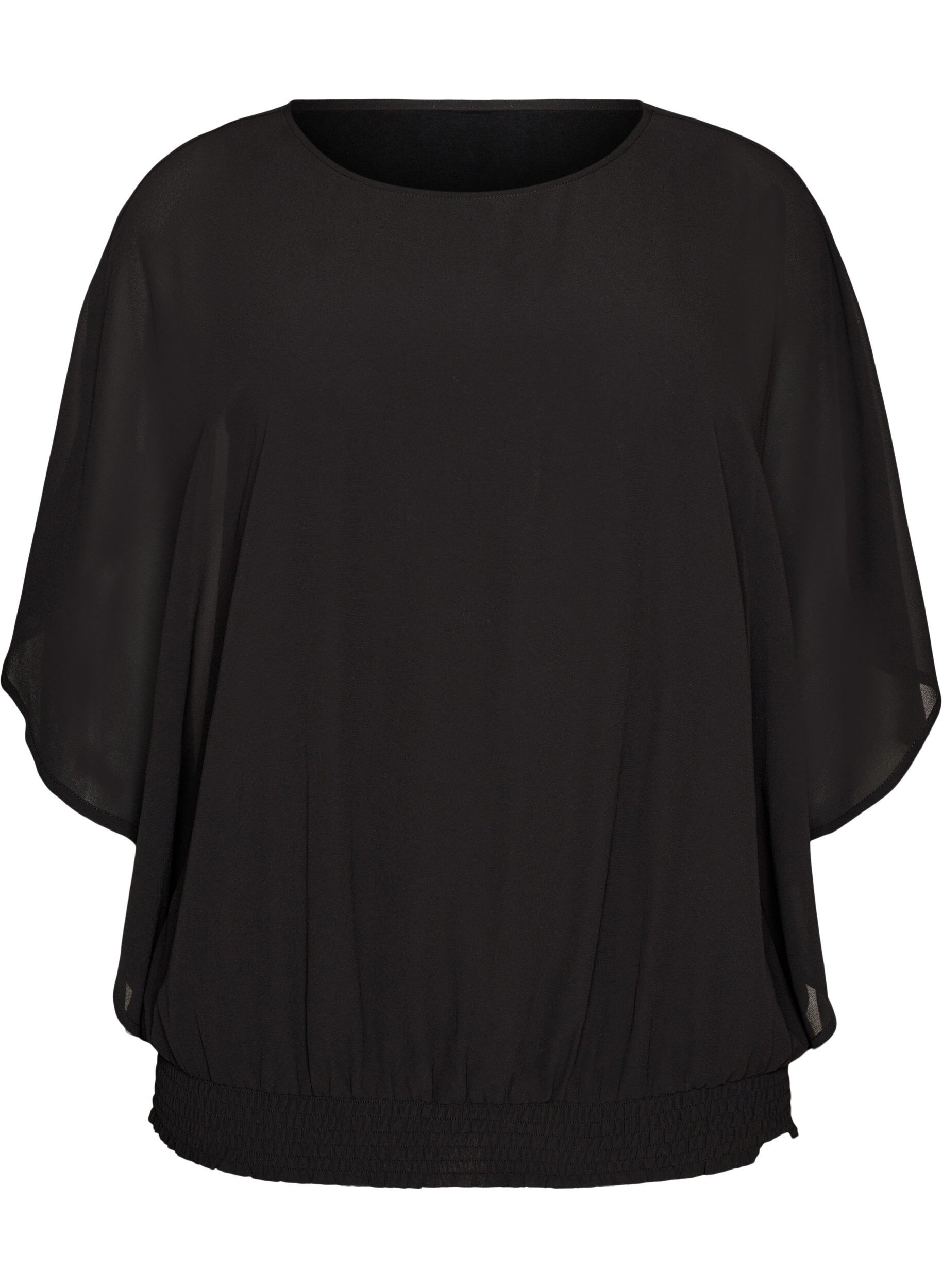 ZizziBlouse en mousseline avec effet ballon, Noir, Packshot image number 0