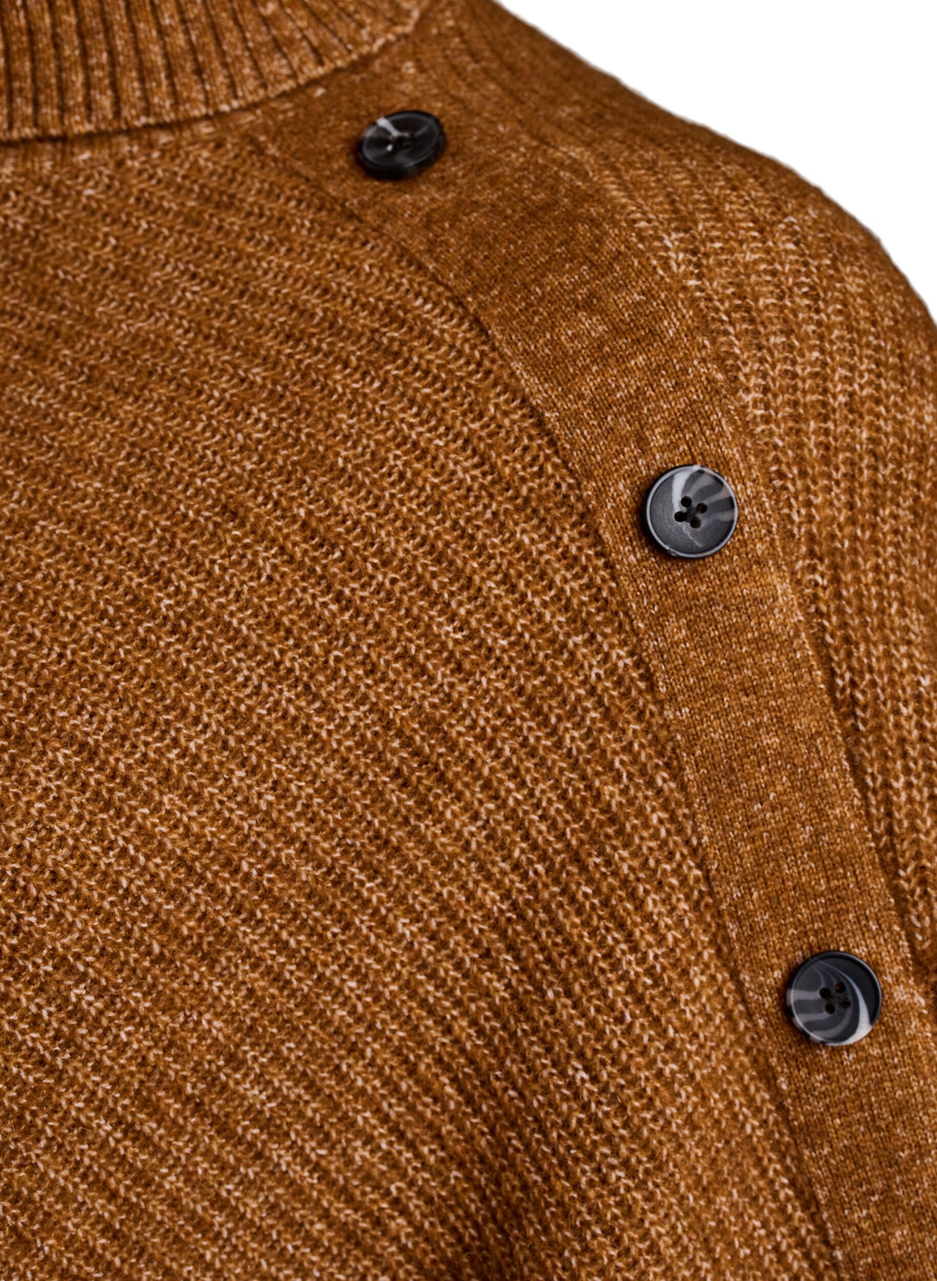 Zizzi Poncho &agrave; col roul&eacute; avec d&eacute;tail boutonn&eacute;, Marron, Packshot image number 3