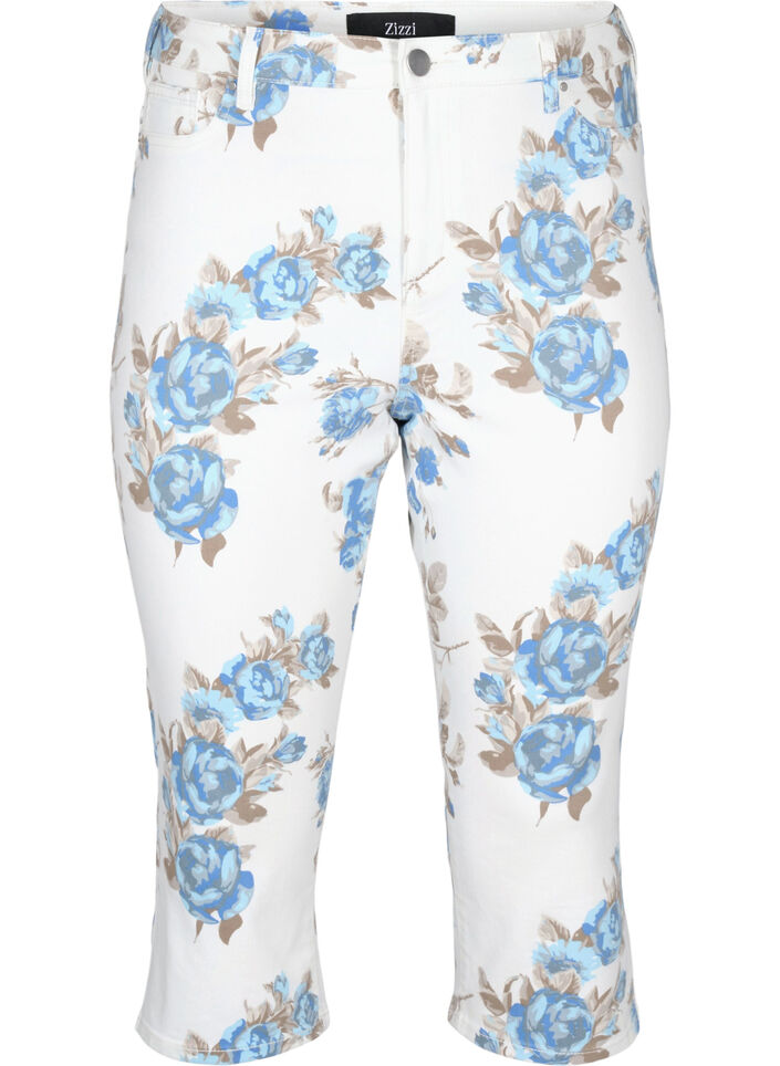 Pantacourt Amy taille haute avec imprimé floral, White B.AOP, Packshot image number 0
