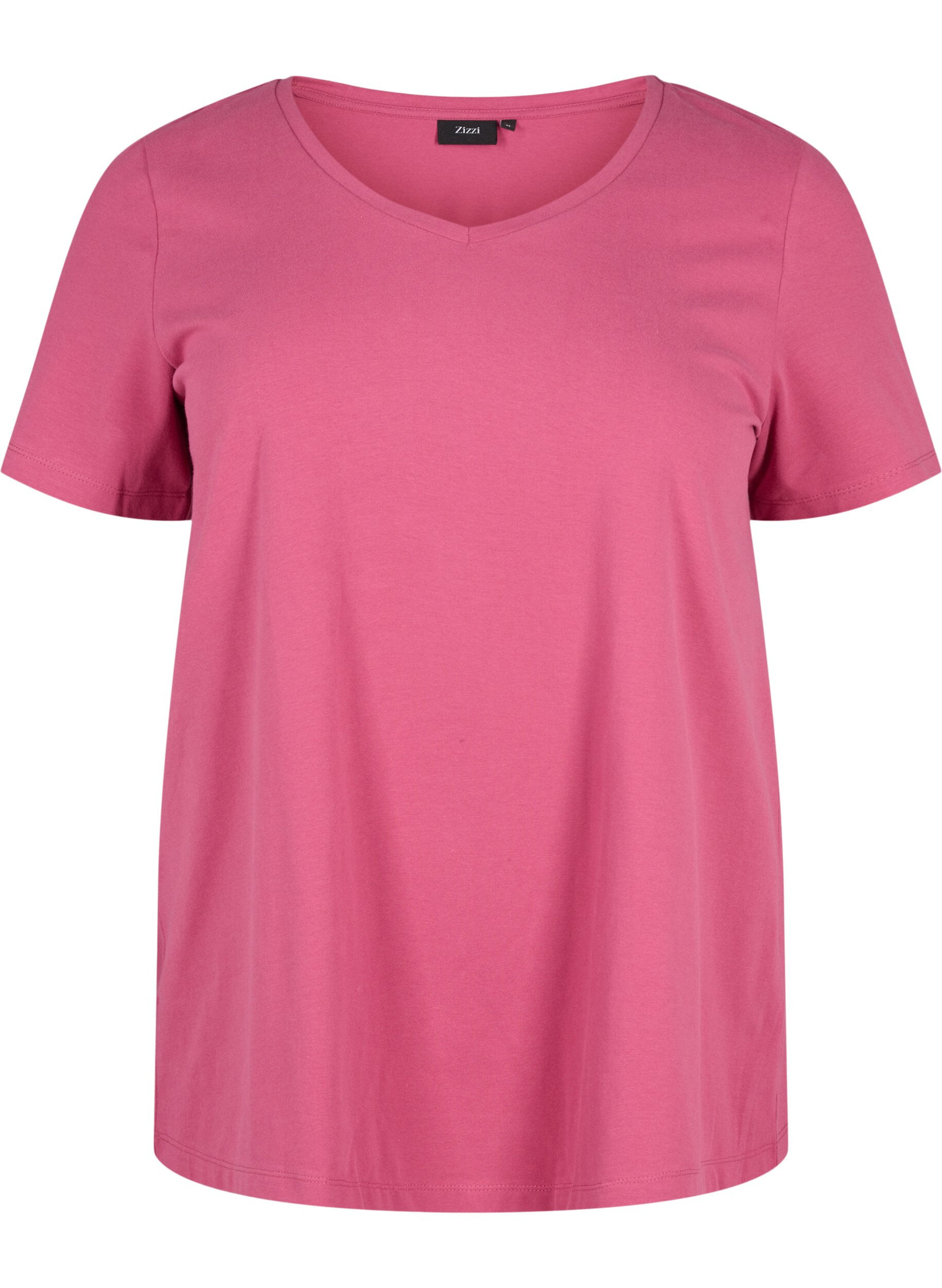 Zizzi T-shirt basique en coton de couleur unie, Bordeaux, Packshot image number 0
