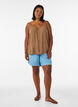 Top &agrave; bretelles en viscose, Marron, Model image number 1