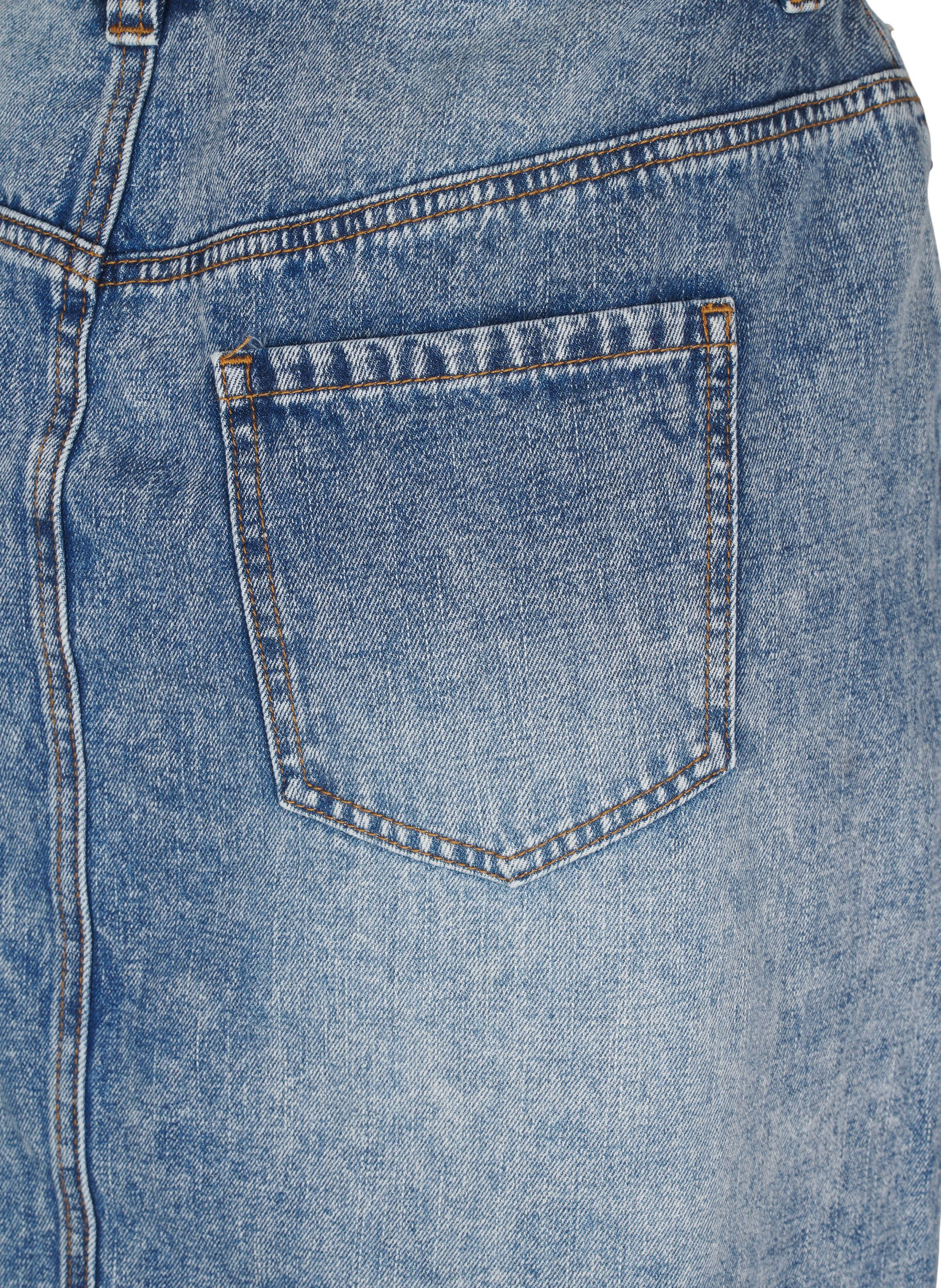 Zizzi Jupe maxi en denim avec fente avant, Bleu Clair, Packshot image number 3