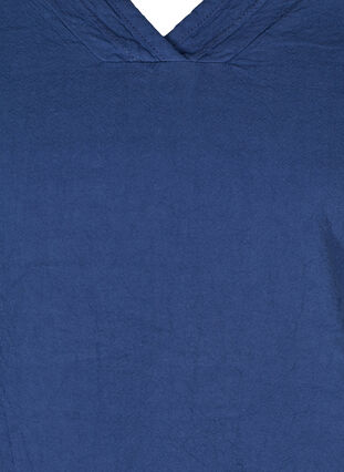 Blouse en coton à manches courtes et col en V, Twilight Blue, Packshot image number 2