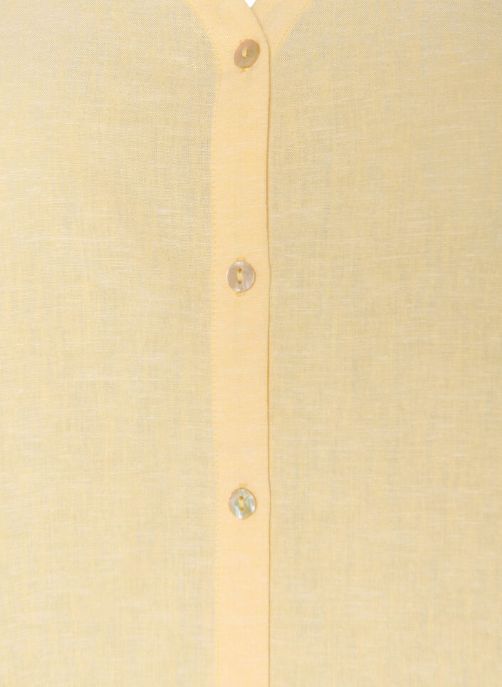 Blouse en lin et viscose avec col en V, Jaune clair, Packshot image number 2
