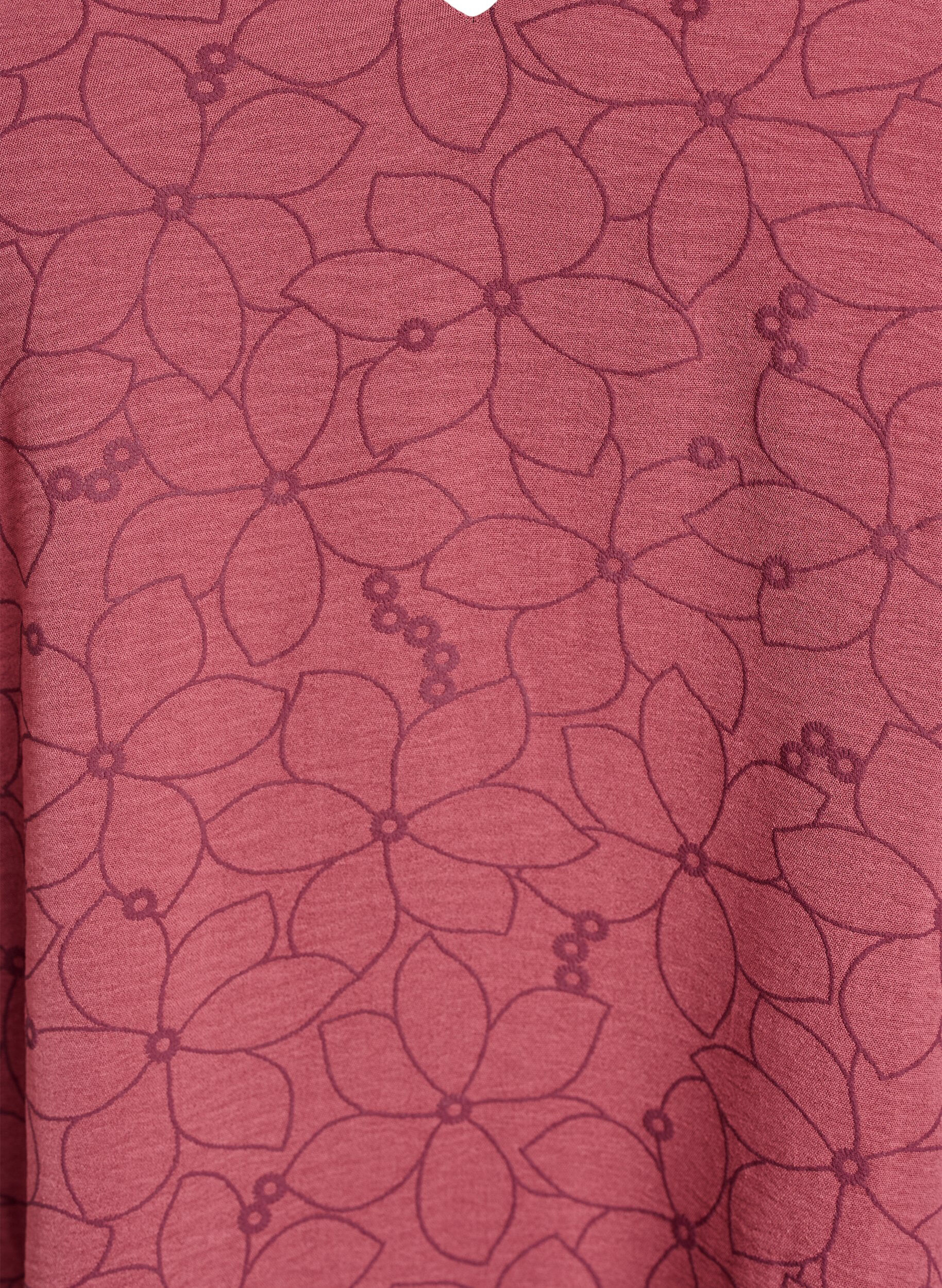 Zizzi Tunique &agrave; motif floral brod&eacute; et manches 3/4, Rose, Packshot image number 2