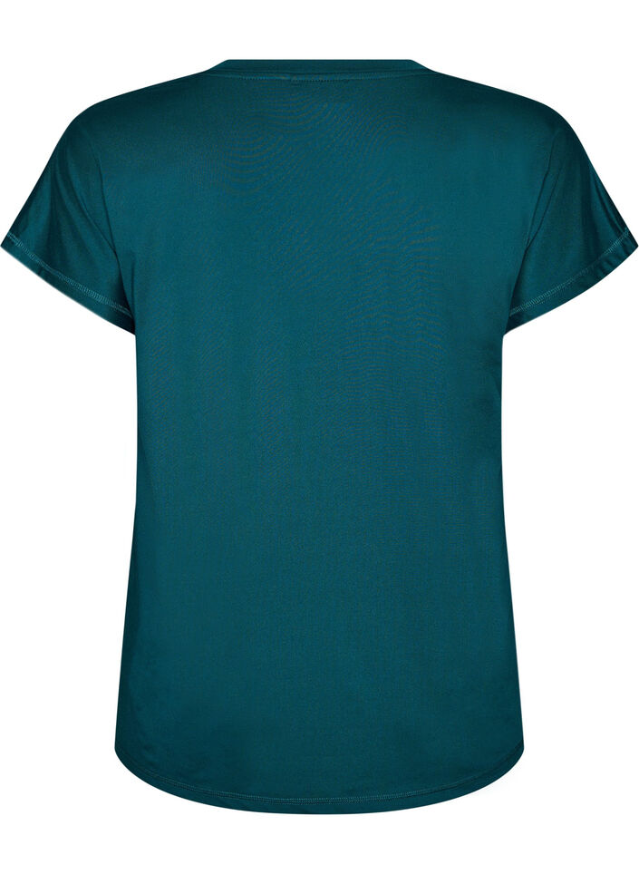 T-shirt d&rsquo;entra&icirc;nement ample avec col en V, Vert fonc&eacute;, Packshot image number 1