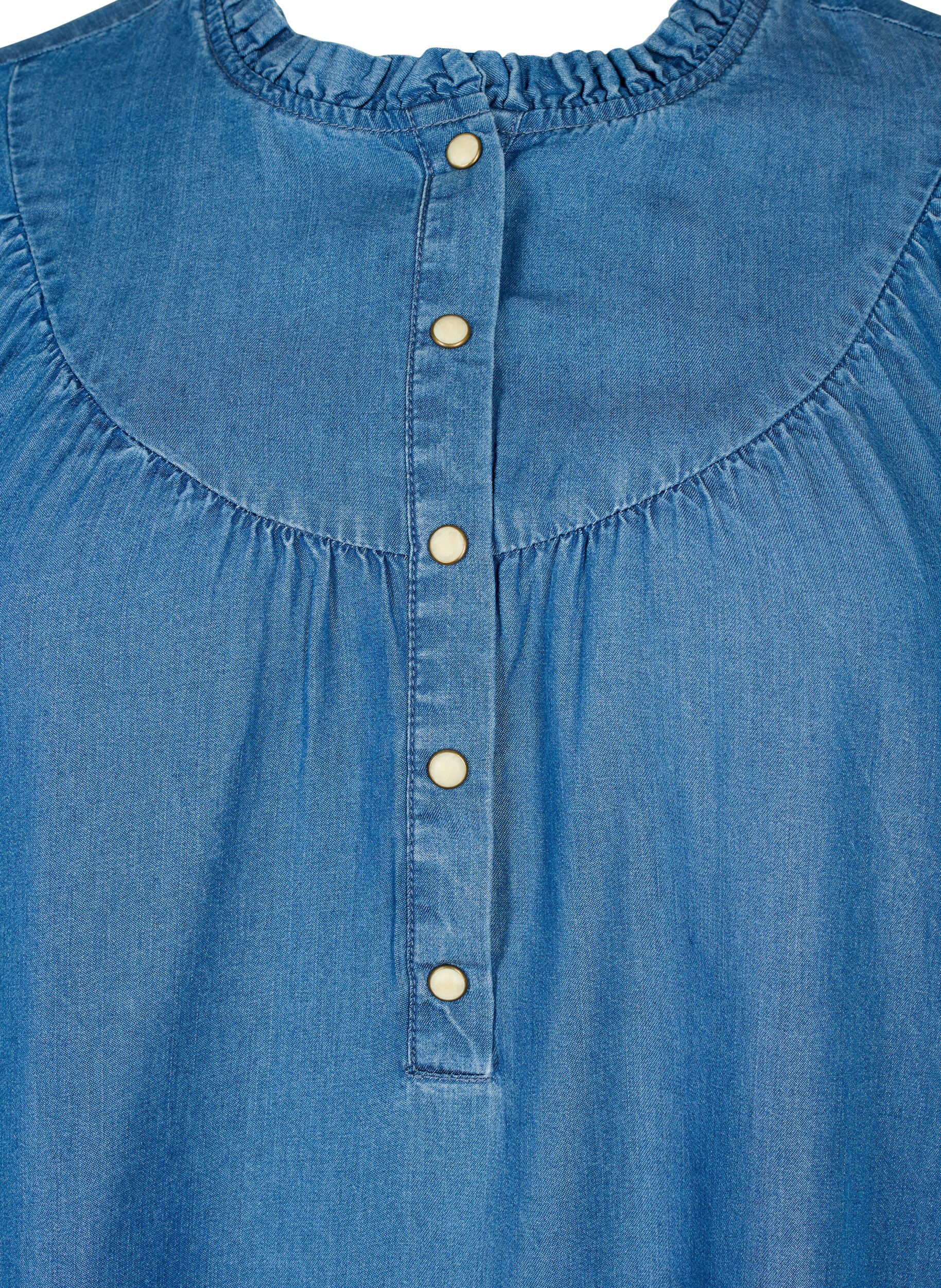 Zizzi Tunique &agrave; manches longues en Lyocell TENCEL&trade;, Medium Blue denim, Packshot image number 2