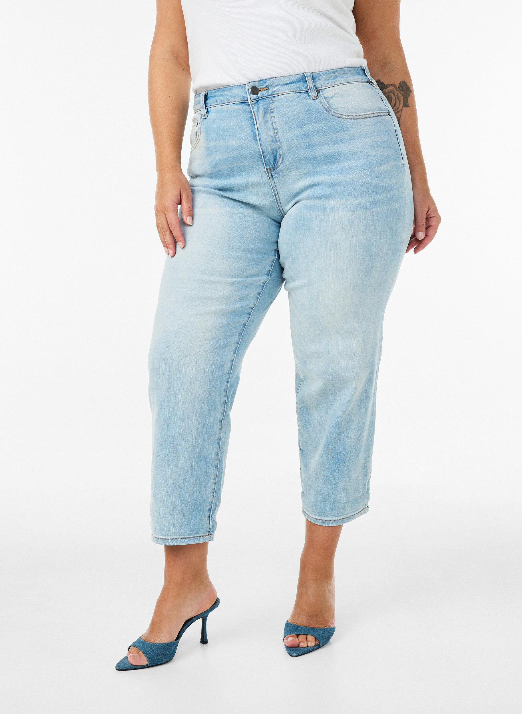 ZizziJean 7/8 retrouss&eacute; et taille haute, Bleu Clair, Model image number 2
