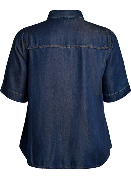 ZizziChemise à manches courtes aspect denim en lyocell, Bleu, Packshot image number 1