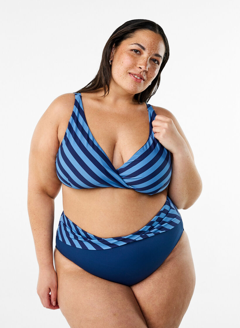 Bas de bikini avec d&eacute;tails cache-c&oelig;ur, Bleu, Model image number 0