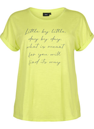 T-shirt imprimé en coton biologique, Wild Lime w. Navy, Packshot image number 0