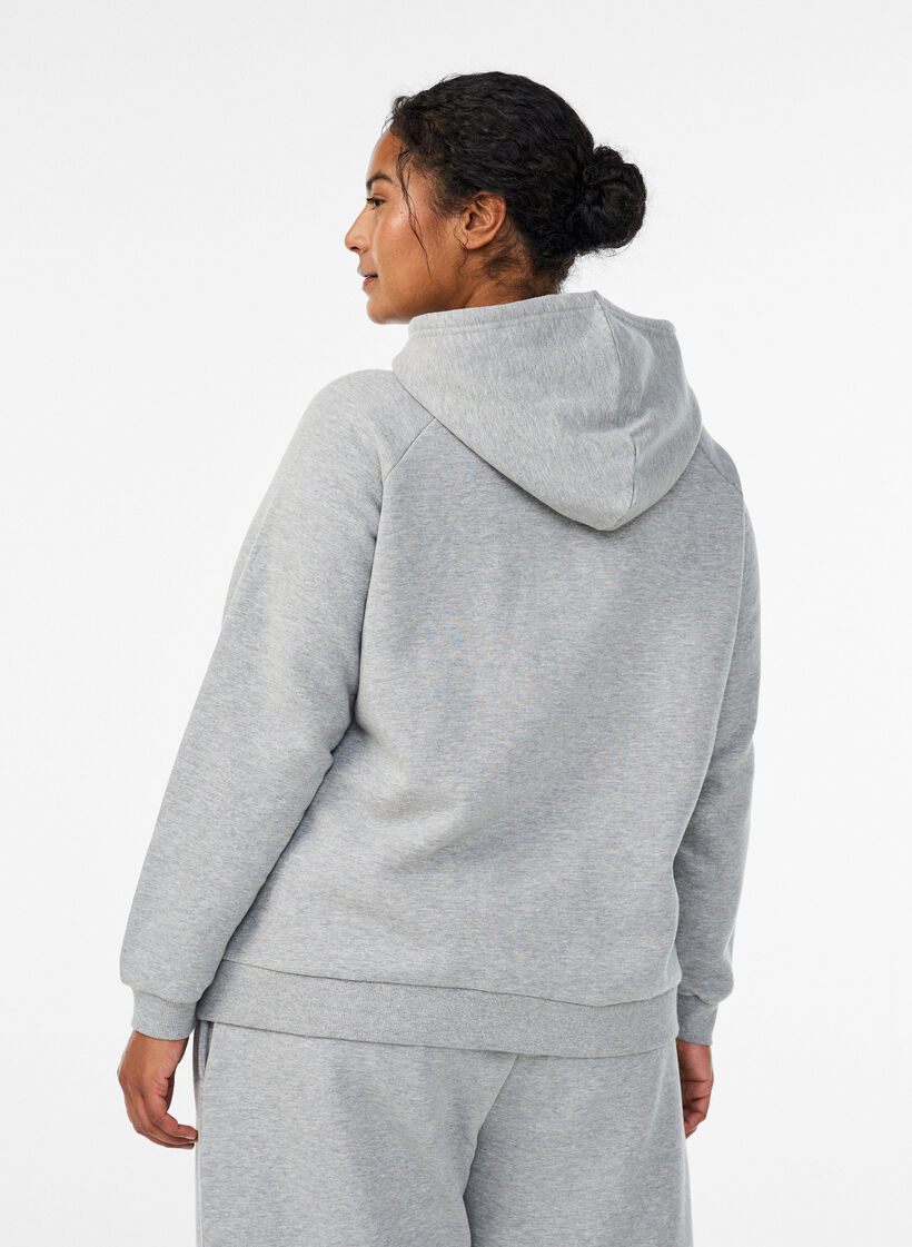 Sweat &agrave; capuche zipp&eacute;, Gris, Model image number 2
