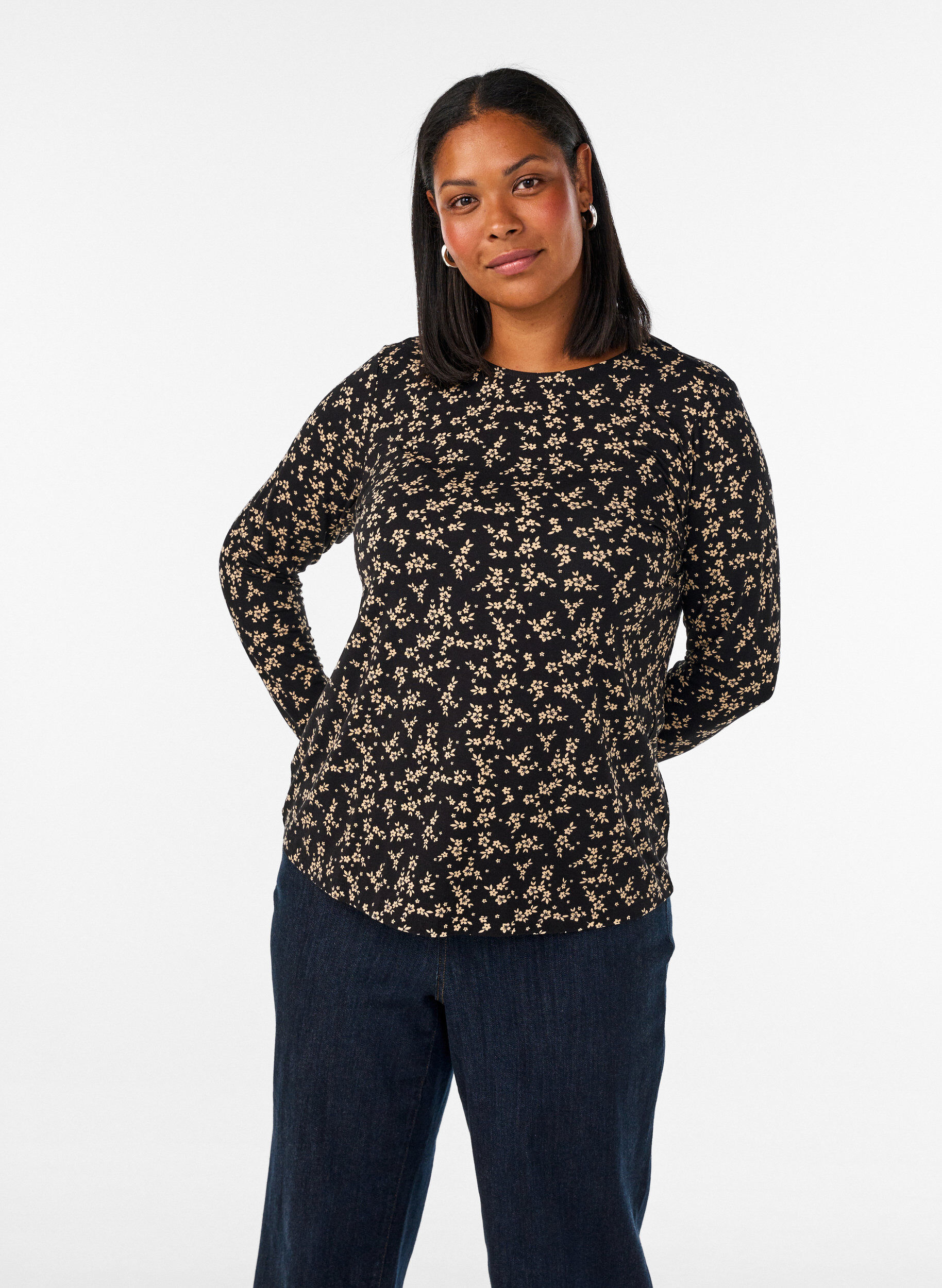 ZizziBlouse &agrave; manches longues, Noir, Model image number 0