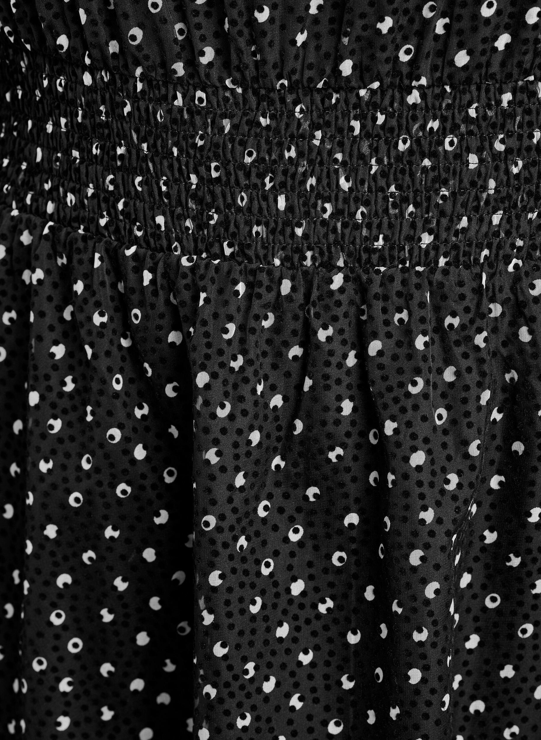 Zizzi Robe midi en chiffon &agrave; motif &agrave; pois, Noir, Packshot image number 3