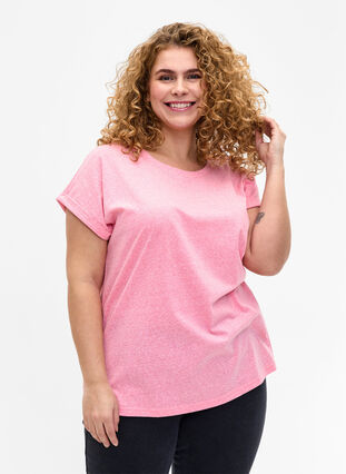 T-shirt mélangé à manches courtes, Strawberry Pink Mel., Model image number 0