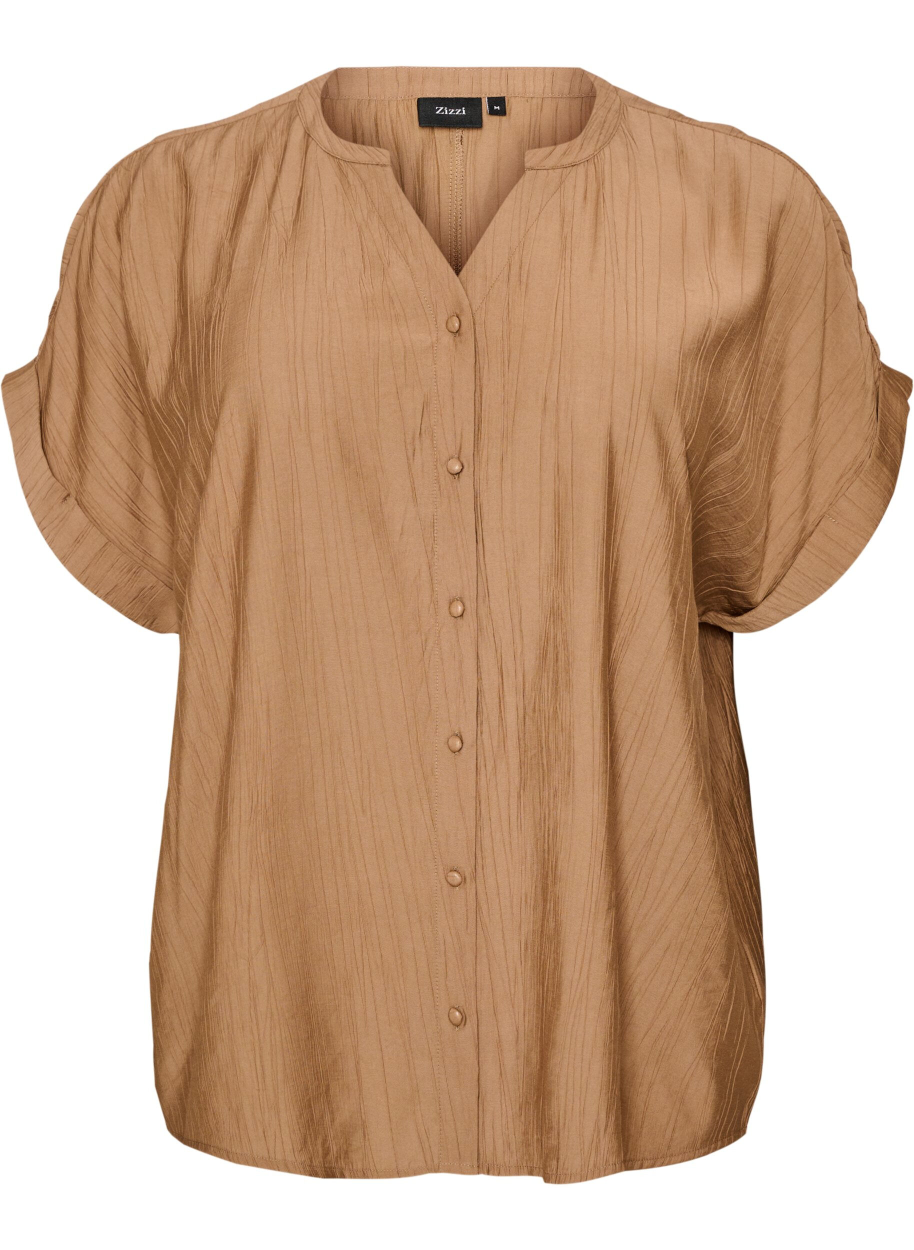 ZizziBlouse textur&eacute;e en viscose avec boutons, Marron, Packshot image number 0