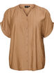 Blouse textur&eacute;e en viscose avec boutons, Marron, Packshot image number 0
