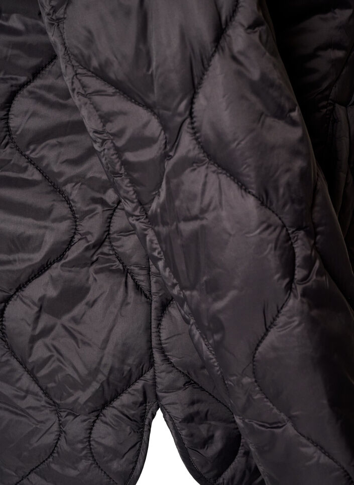 Veste matelass&eacute;e avec boutons-pression et col rond, Noir, Packshot image number 4