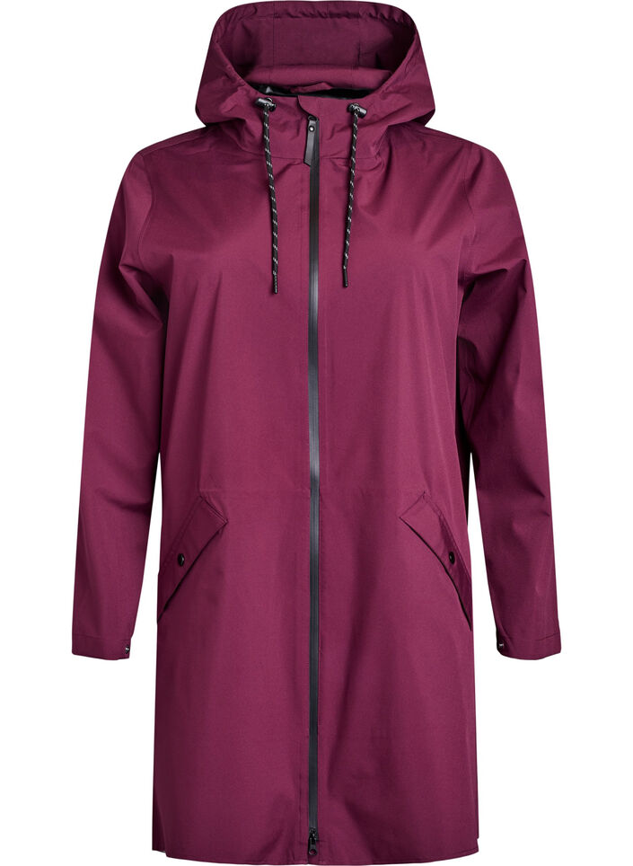Imperm&eacute;able avec poches et capuche, Bordeaux fonc&eacute;, Packshot image number 0