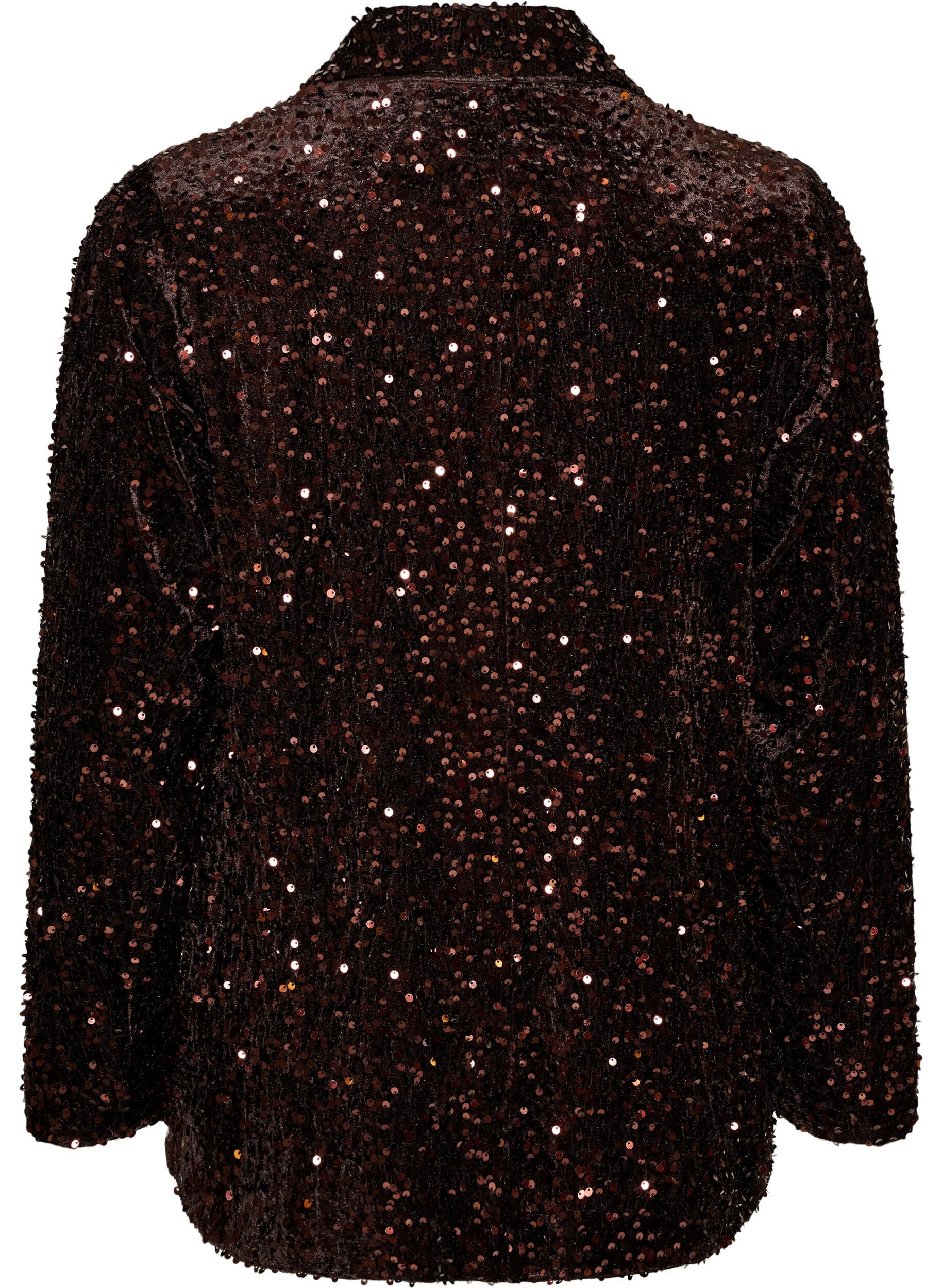 ZizziBlazer &agrave; paillettes, Marron, Packshot image number 1