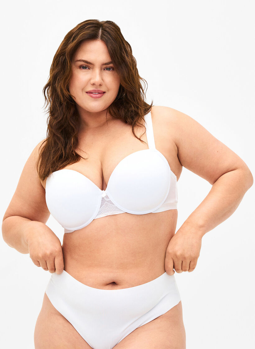 Soutien-gorge moulé avec résille, Blanc, Model image number 0