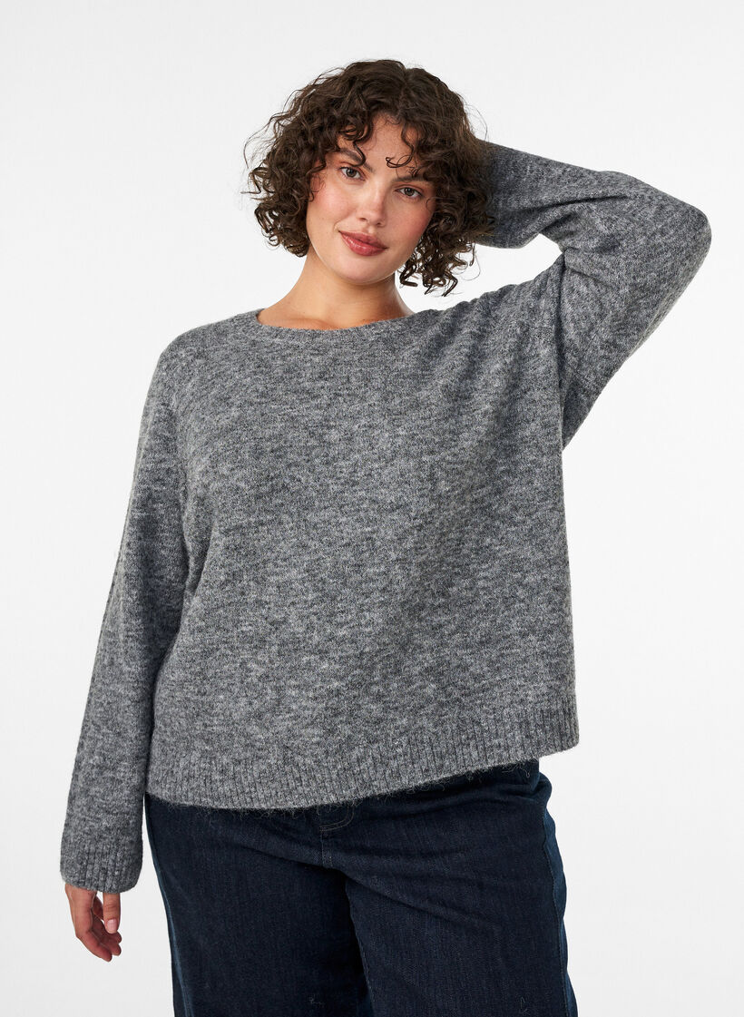 Pull ample &agrave; col rond, Gris, Model image number 0