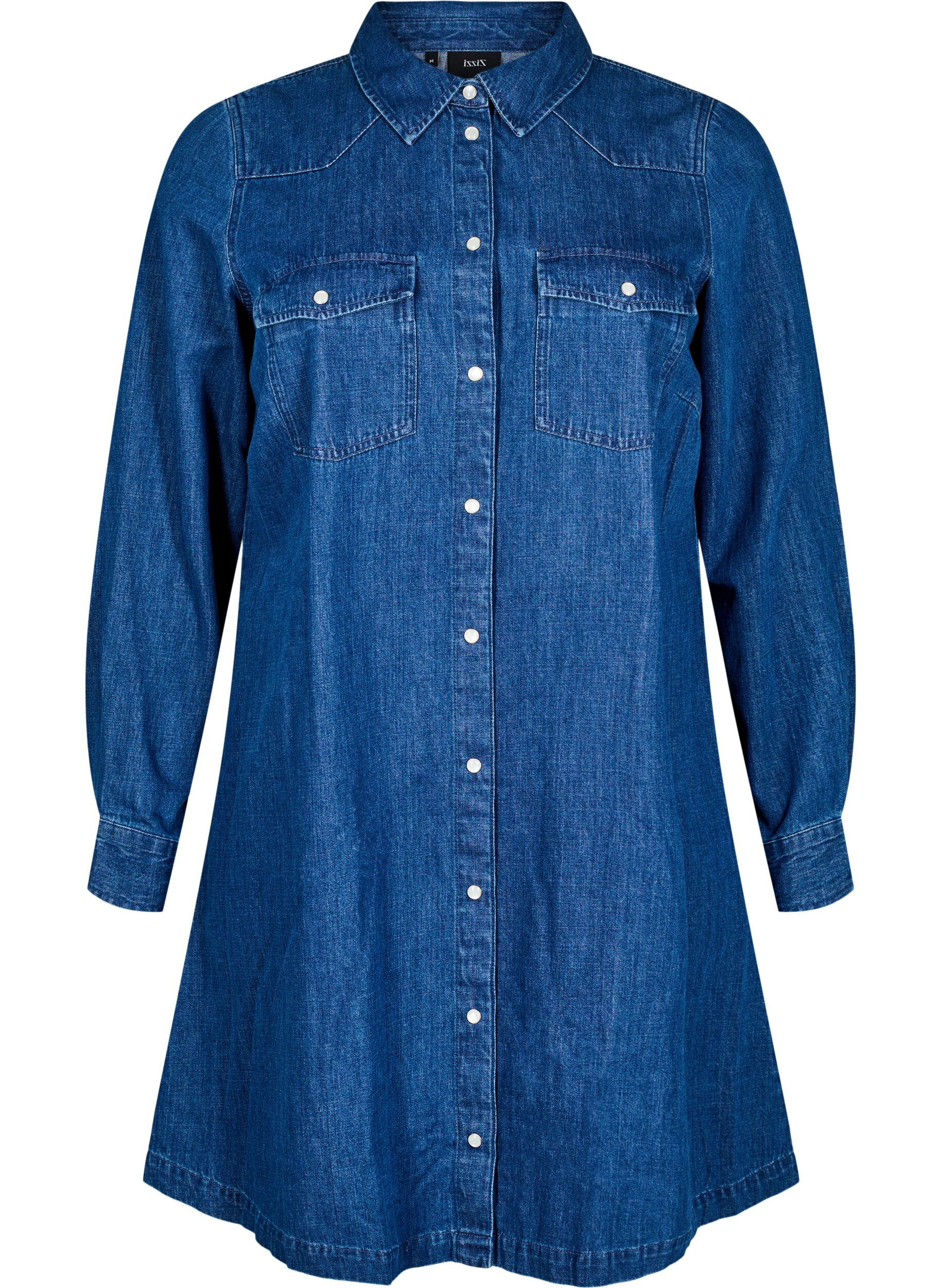 Zizzi Robe en jean avec boutons, Bleu, Packshot image number 0